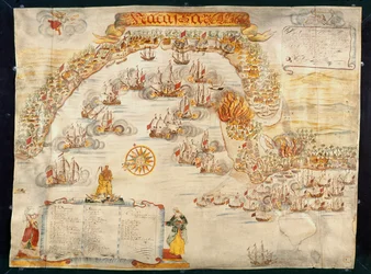 Die Stadt Makassar, gehalten von den Portugiesen und 1660 von den Niederländern eingenommen